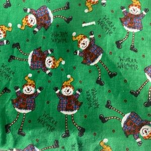 Vintage Christmas Village Table Runner Tassels “Welcome Winter” Snowmen 13”x60”‎
